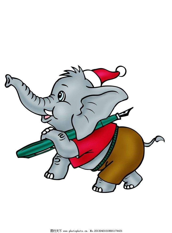 大象 动物 卡通 硬笔书法 拟人 q版 可爱 彩色 钢笔书法 小象 其他