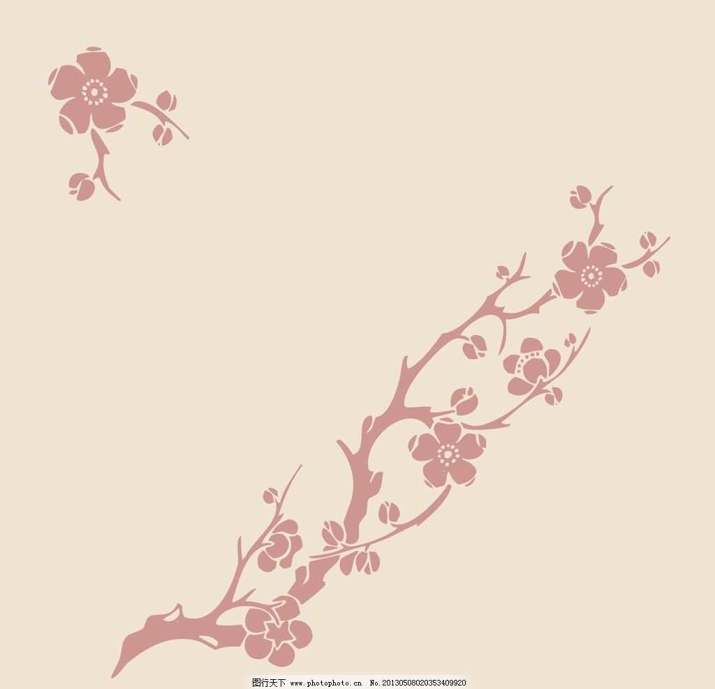 梅花对角图片_花边花纹_底纹边框_图行天下图库