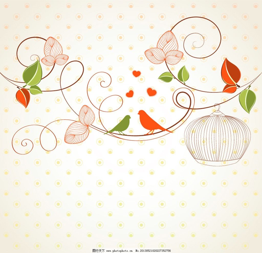 爱情花纹 小鸟 爱情鸟 鸟笼 甜蜜 麻雀 可爱 简约 爱情 心 花卡 卡片 名片 鲜花 花纹 布纹 欧式花纹 时尚底纹 色彩 鲜艳 花纹背景 线条 树叶 时尚 流行 潮流 花朵 花卉 花边 花纹花边 EPS 矢量底纹背景 底纹背景 底纹边框 矢量