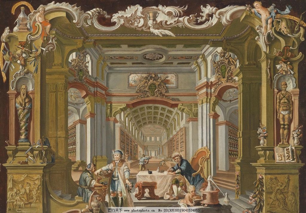 皇家博物馆 天使 建筑 人物 巴洛克时代 神殿 古典油画 油画 绘画书法