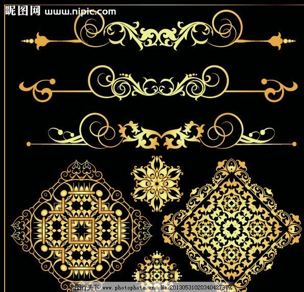 欧式花纹花边 金色 花纹 花边 角花 欧式 古典 传统 底纹 边框 时尚