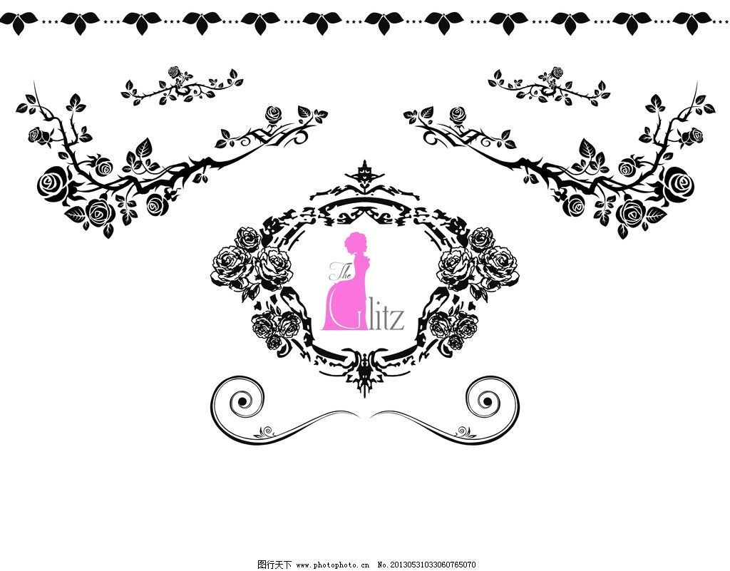 欧式花纹 美式 欧美花纹 边框 美女剪影 平面广告 源文件