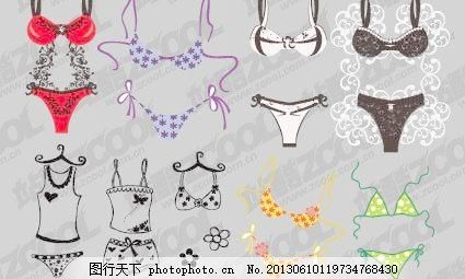 可爱的比基尼矢量素材,三 泳衣 三点 矢量比基尼