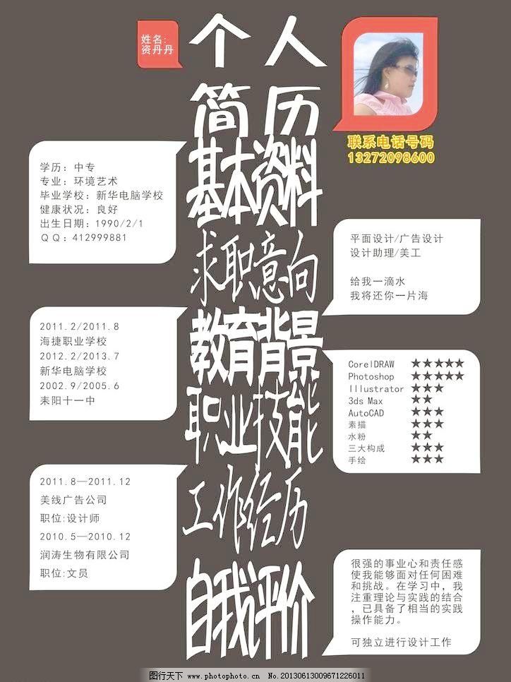 cdr 标识标志图标 淡雅 岗位 个人简历 个人简历模板下载 个人简历图片