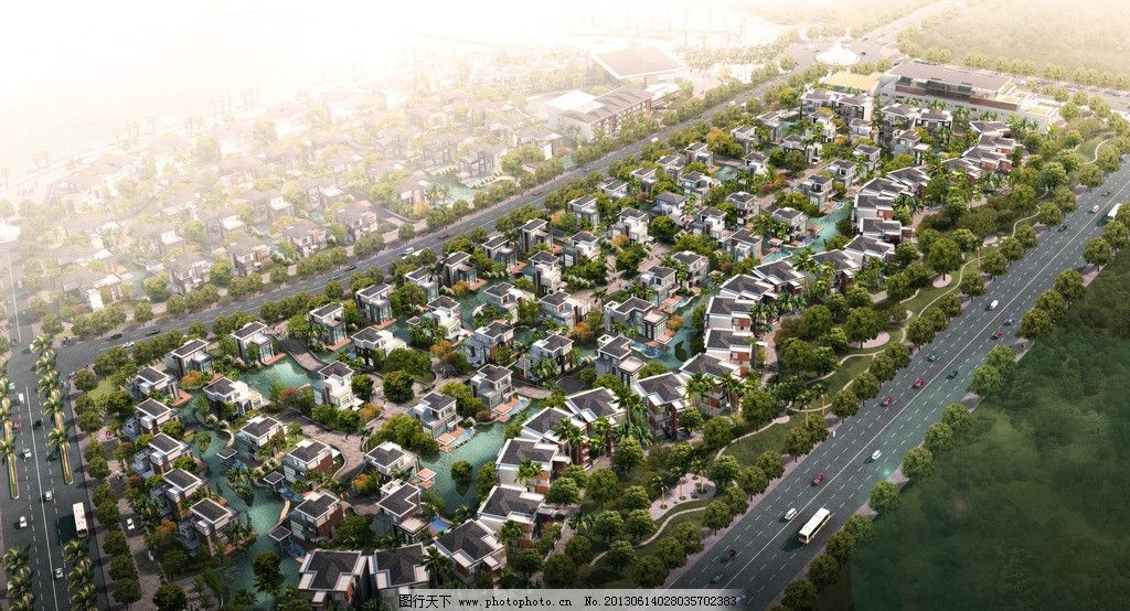 豪宅区鸟瞰 别墅区 洋房鸟瞰 绿化 景观 庭院 高端住宅区 欧式 住宅