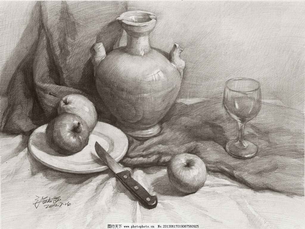 素描静物临摹苹果高清大图图片展示_素描静物临摹苹果高清大图图片下载