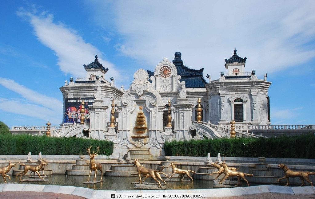 圆明园 远瀛观 园林 摄影 古典 欧式 建筑 十犬逐鹿 景区 蓝天白云