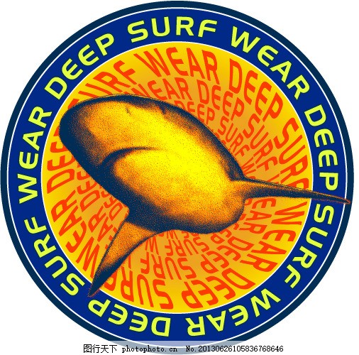 位图 鲨鱼 英文 黄色 蓝色 免费素材